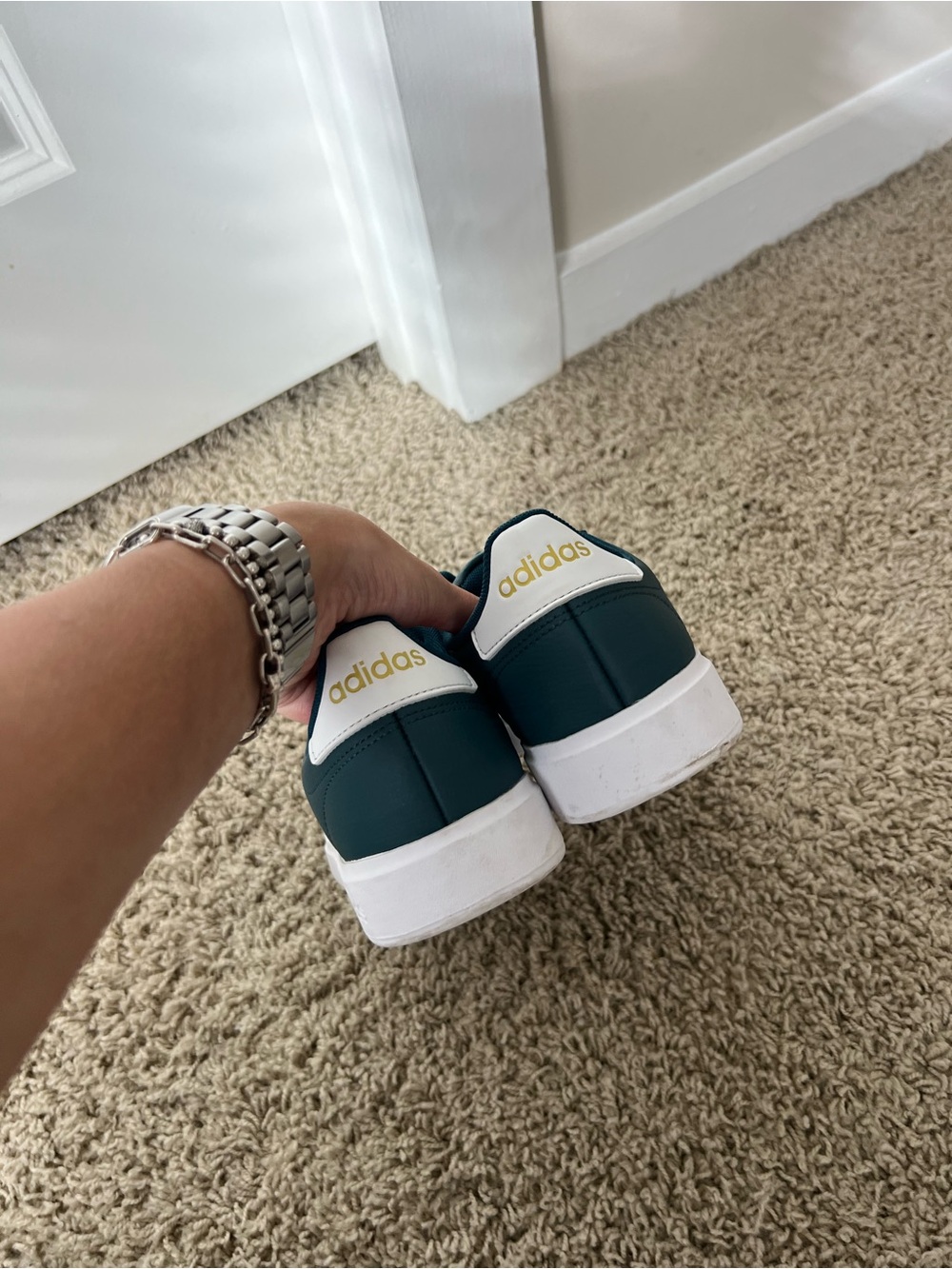 Worn once!! adidas women’s Teal and White Low-Top Sneakers - Picture 5 of 5